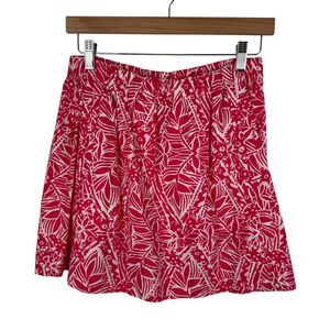 Lilly Pulitzer Womens Mini Skirt Sz XS Pink‎ White Floral Elastic Waist Pockets